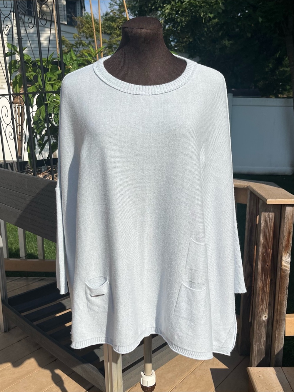 Mersea Light Blue Catalina Sweater One Size 6-18 Lounge Layering Travel Chic
